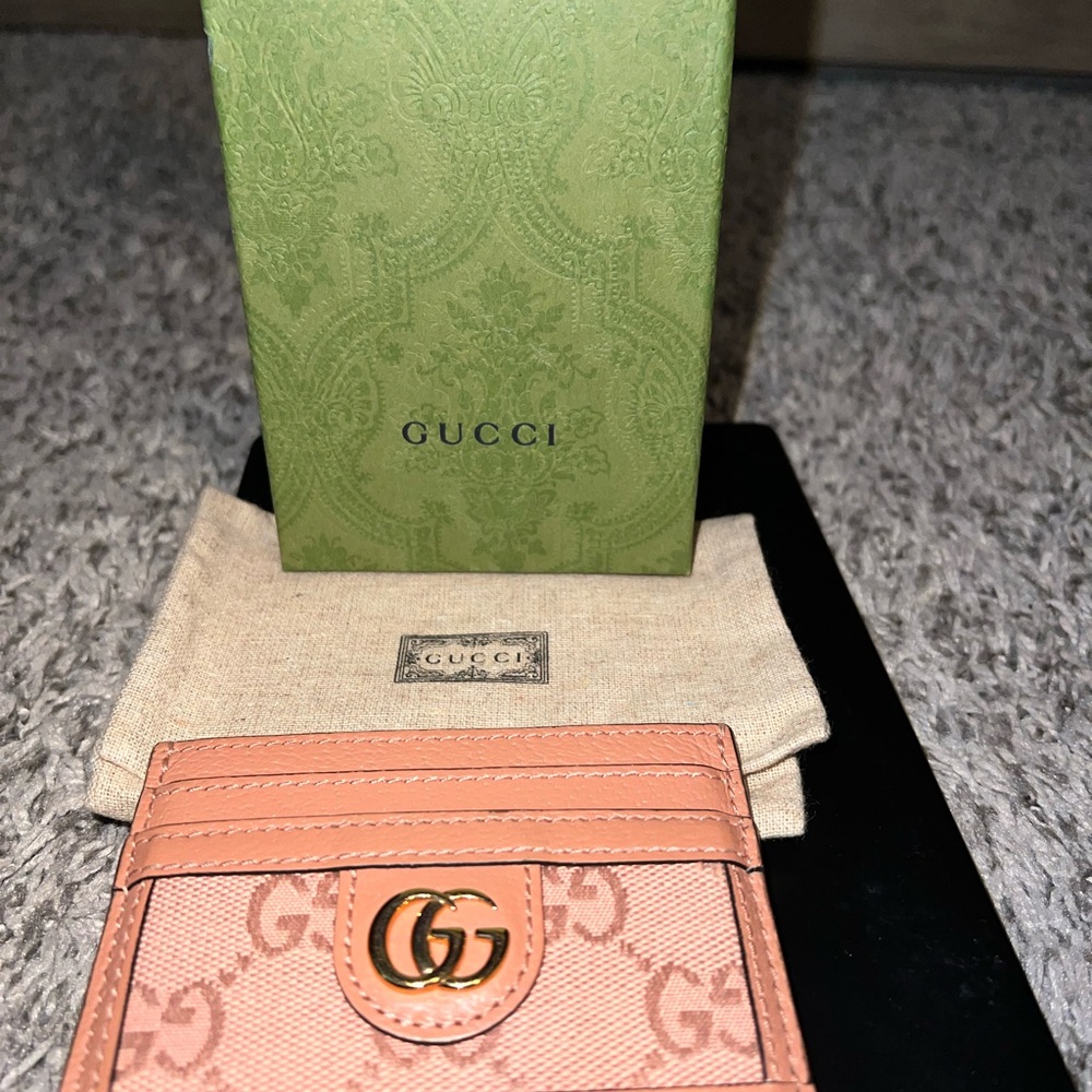 Gucci Pink Key Card Holder with Iconic GG Logo